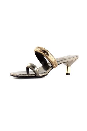 Silver-tone metallic leather sandal DONNARI | DC07GBOHEME